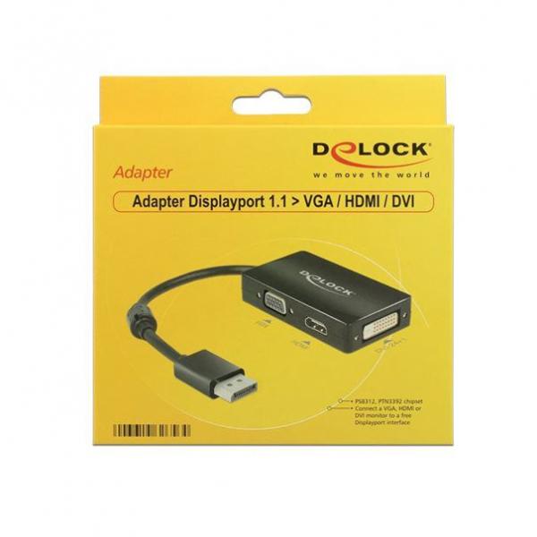 Delock Adapter DisplayPort (DP 1.1) auf VGA/HDMI/D
